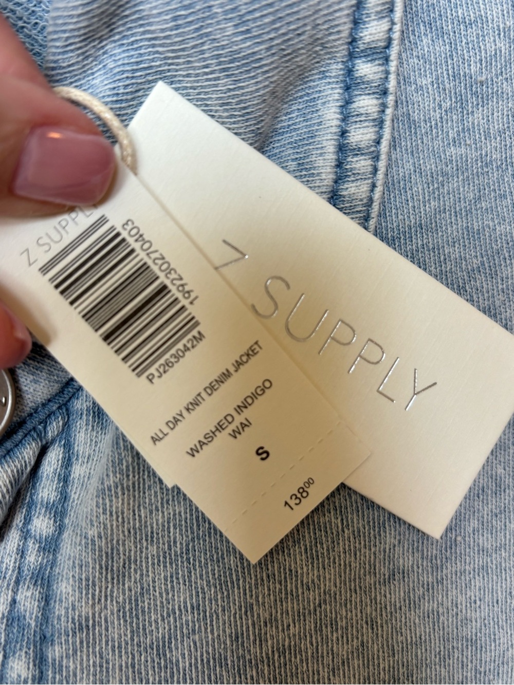 $226 NWT 2pc Z Supply All Day Knit Denim Jacket & Hunter knit denim pants Sz S - Picture 4 of 10